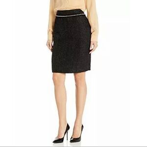 NEW! Tahari Black Boucle and Pearl Skirt Sz 8